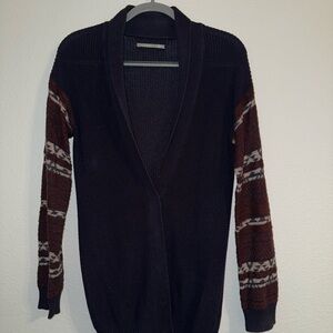 Navy blue Cardigan with Patterned Sleeves